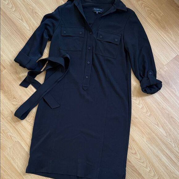Jones New York Dresses & Skirts - Jones New York Black Shirt Utility Dress size 4 Stretch